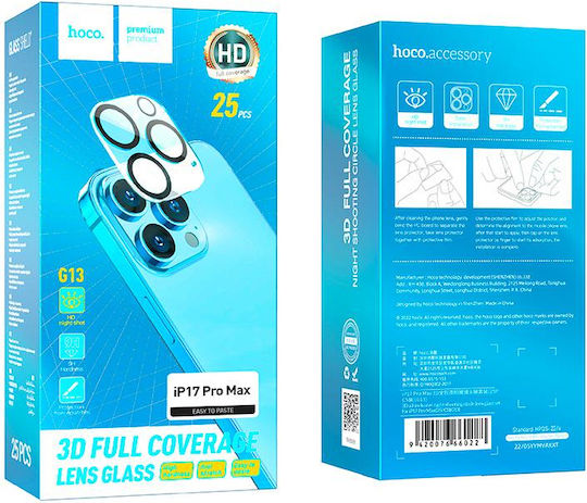 Hoco G13 3D Nachtsicht Kameraschutz Tempered Glass Schwarzes Für Apple iPhone 17 Pro Max