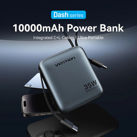 Vention FHF Power Bank 10000mAh 35W with USB-C Power Delivery Port Gray