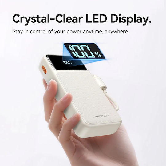 Vention XGY40 Външна Батерия 20000mAh 22.5W с USB-A Порт и USB-C Порт Черна