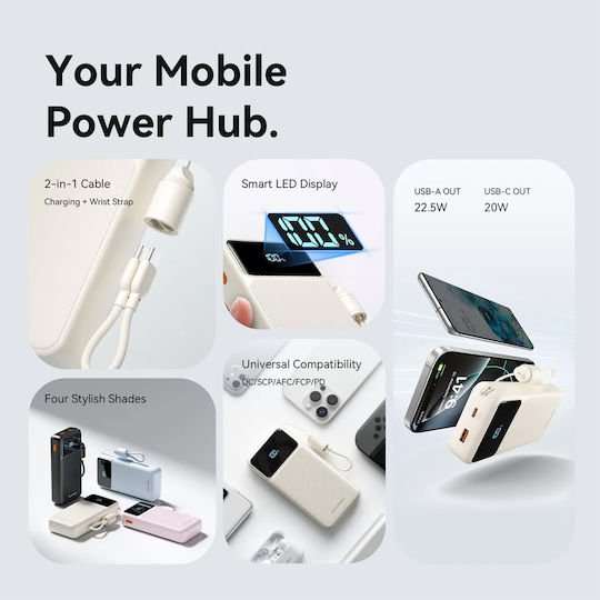 Vention XGY40 Външна Батерия 20000mAh 22.5W с USB-A Порт и USB-C Порт Черна