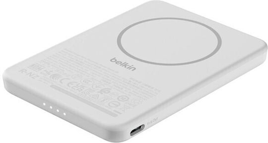 Belkin BoostCharge Slim Magnetic MagSafe Power Bank 5000mAh με Θύρα USB-C Λευκό