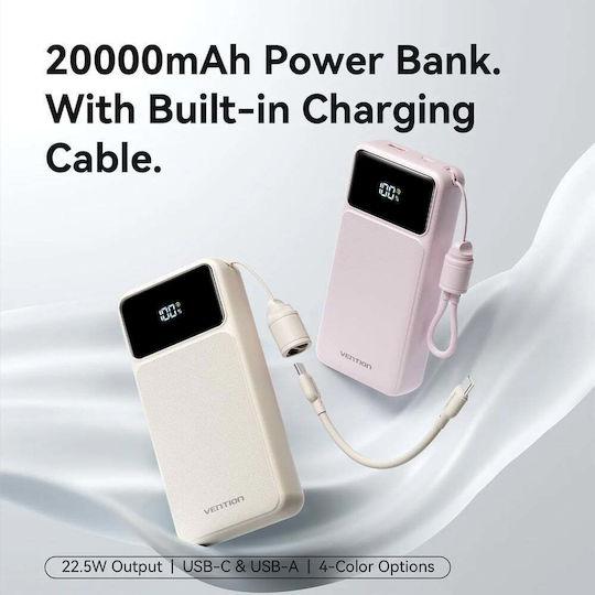 Vention XGY40 Power Bank 20000mAh 22.5W mit USB-A Ausgangsanschlüsse und USB-C Ausgangsanschlüsse Weiß