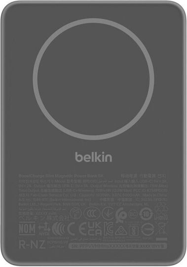Belkin BoostCharge Slim Magnetic Power Bank 5000mAh 5W with USB-C Port Black