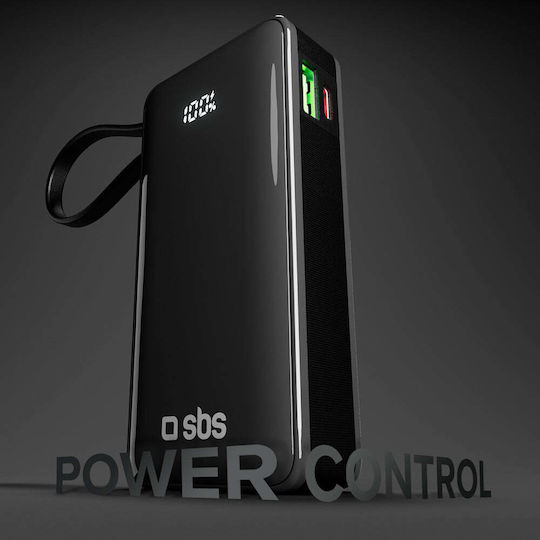 SBS Power Bank 10000mAh 22.5W με Θύρα USB-A και Θύρα USB-C Power Delivery Μαύρο