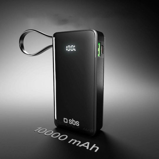 SBS Power Bank 10000mAh 22.5W με Θύρα USB-A και Θύρα USB-C Power Delivery Μαύρο