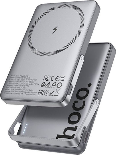 Hoco Q36 MagSafe Power Bank 5000mAh 20W με Θύρα USB-C Power Delivery / Quick Charge 3.0 Γκρι