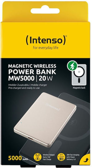 Intenso Mw MagSafe Външна Батерия 5000mAh с USB-C Изходен Порт Бежова