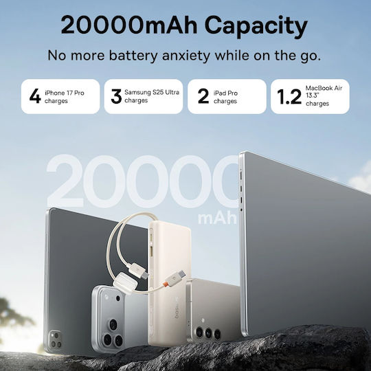 Baseus EnerFill FC41 Външна батерия 20000mAh 100W с USB-A порт и USB-C порт Power Delivery / Бързо зареждане / PPS Черна