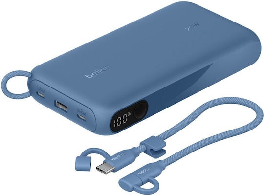 Belkin Power Bank 20000mAh 20W with USB-A Port and 2 USB-C Power Delivery Ports Blue