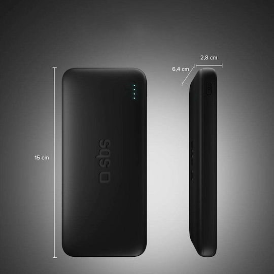 SBS Power Bank 20000mAh 10W με Θύρα USB-A και 2 Θύρες USB-C Μαύρο