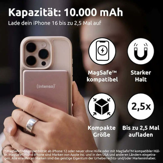 Intenso Mw MagSafe Power Bank 10000mAh mit USB-C Ausgangsanschlüssen Rosa