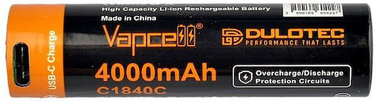 Vapcell Dulotec Батерия 18650 4000mah 10a C1840c Защита Usb-c Зареждане