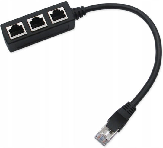 Adaptor Splitter Lan Rj45 3 În 1 Zola Gigabit 1000 Mb S 3 Porturi Ethernet Lungime 29 Cm Negru