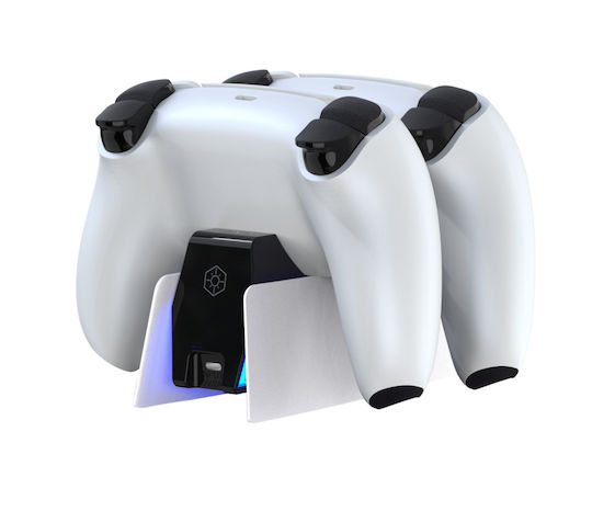 Stație de Încărcare pentru Controlere Ps5 Zola 2 Controlere Dualsense Indicator LED Protecție la Încărcare 5v 2a Cablu Usb-c 16 X 5.5 X 6.4 Cm Gri Negru