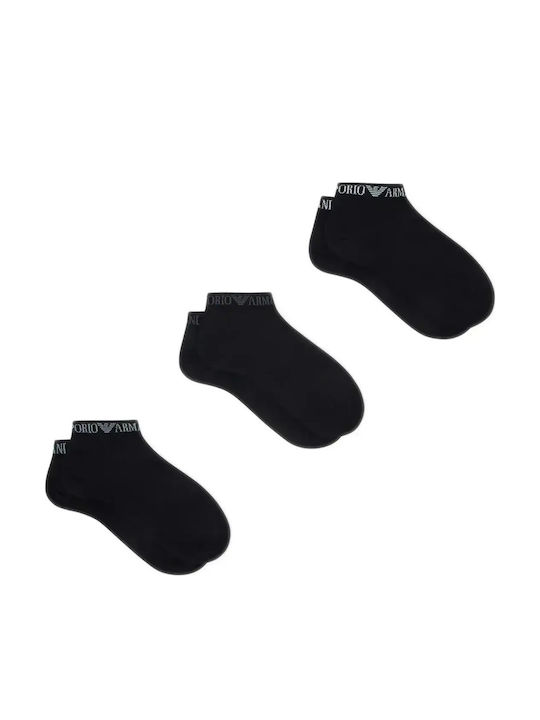 Emporio Armani Șosete Pentru Bărbați Șosete Scurte Extended Logo 3 Perechi Negre