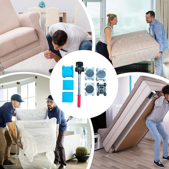 Kit Mobilier Pentru Ridicare și Transport Zola Capacitate De Încărcare 150 Kg 1 Manetă Mâner 32 Cm 4 Suporturi Roți 10 X 7.5 Cm