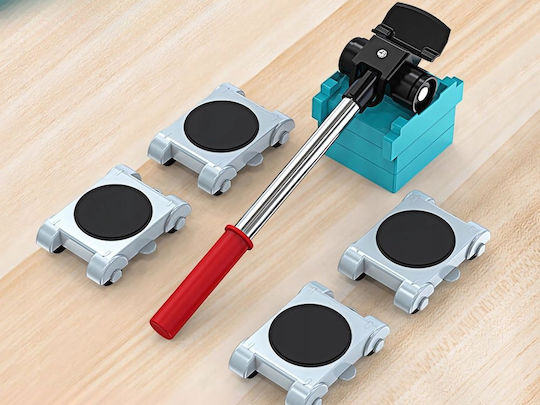 Kit Mobilier Pentru Ridicare și Transport Zola Capacitate De Încărcare 150 Kg 1 Manetă Mâner 32 Cm 4 Suporturi Roți 10 X 7.5 Cm
