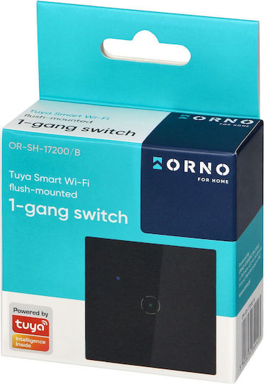 Orno Единичен Вграден Прекъсвач Wi-Fi Tuya Smart Home Черен