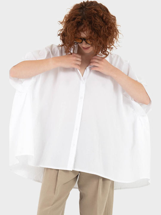 Κοντομάνικο Γυναικείο Πουκάμισο White