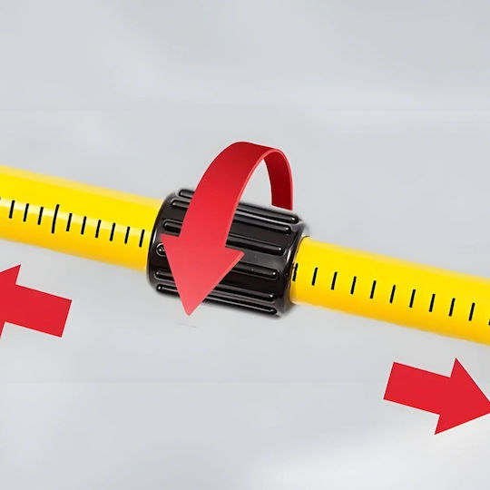 Telescopic Rod Laser Level Zola 5/8″ Thread Maximum Height 4.2 M Tilt Angle Adapter 360° Rotation Locking System Storage Case Black Yellow