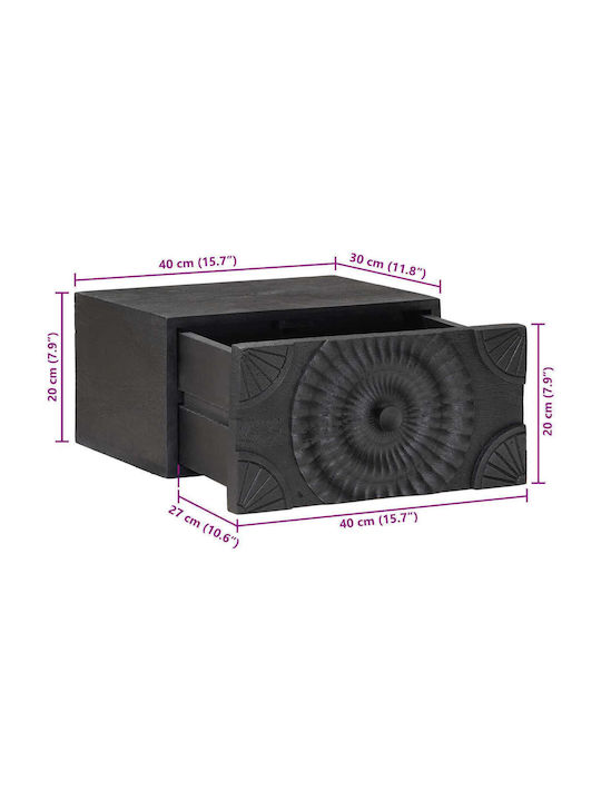 Wooden Black Bedside Table 40x30x20cm