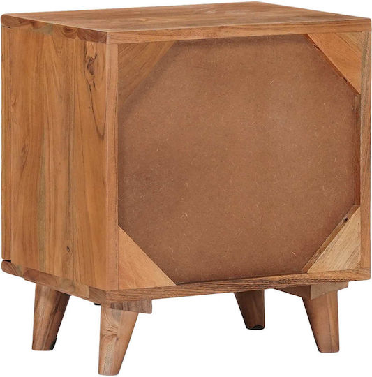 Bedside Table Made of Solid Wood and Glass Beige 40x30x45cm