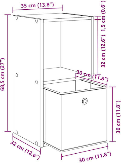 Нощно Шкафче Дървено Бяло 35x32x68.5см