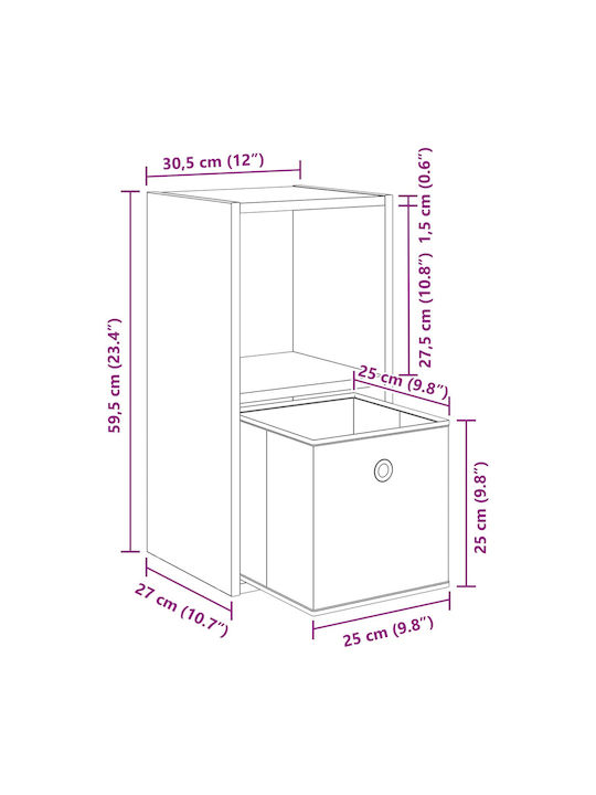 Nachttisch Holz Grau 35x32x68.5cm