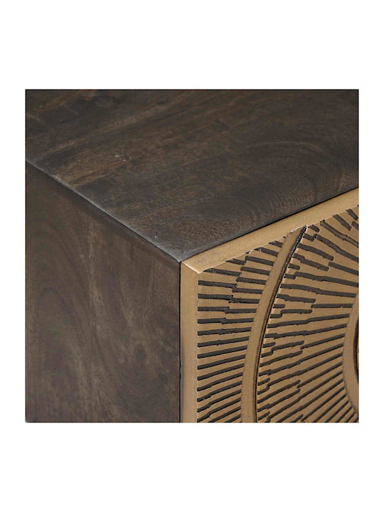 Wooden Bedside Table with Bronze Metal Legs 40x30x20cm