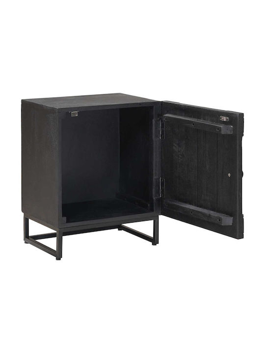 Wooden Bedside Table with Black Metal Legs 40x30x50cm