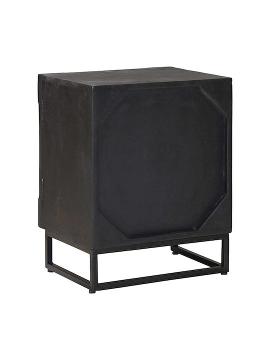 Wooden Bedside Table with Black Metal Legs 40x30x50cm