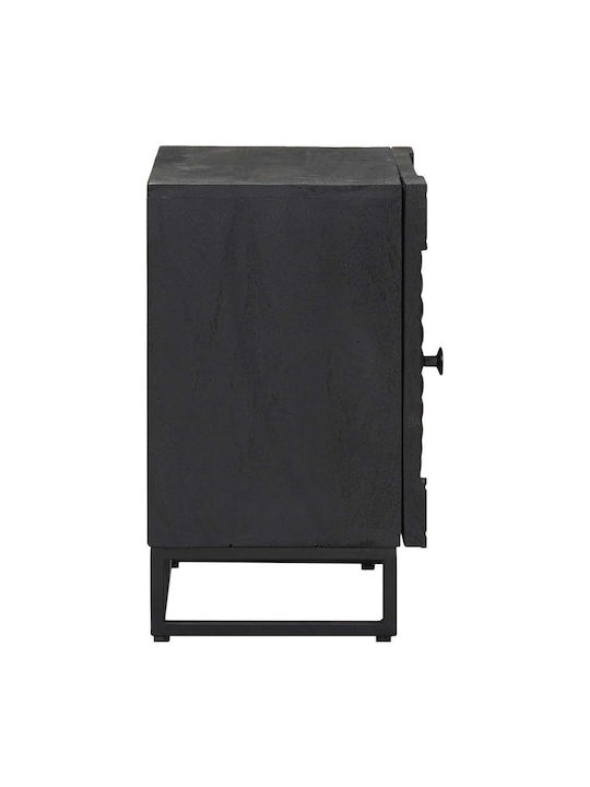 Wooden Bedside Table with Black Metal Legs 40x30x50cm
