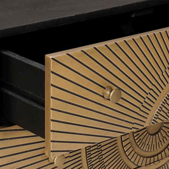 Sideboard Cabinet from Wood & Metal with Drawers Brass 75x30x65cm