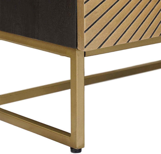 Sideboard Cabinet from Wood & Metal with Drawers Brass 75x30x65cm