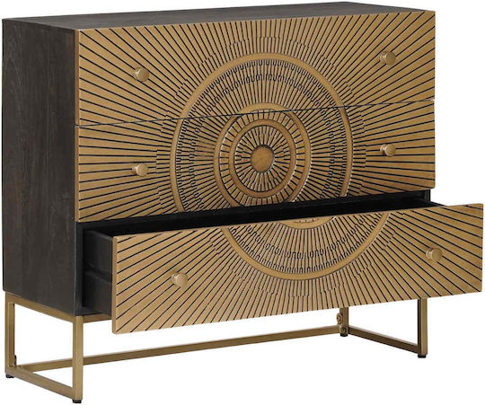 Sideboard Cabinet from Wood & Metal with Drawers Brass 75x30x65cm