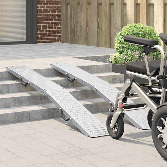 Vidaxl Loading Ramp 2 Pieces Silver 185 x 22.5 x 4.5 cm