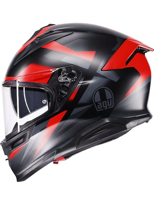 AGV K7 Glimpse Matt Черно/Червено Каска Мотор Full Face ECE 22.06 1450гр със Sunvisor