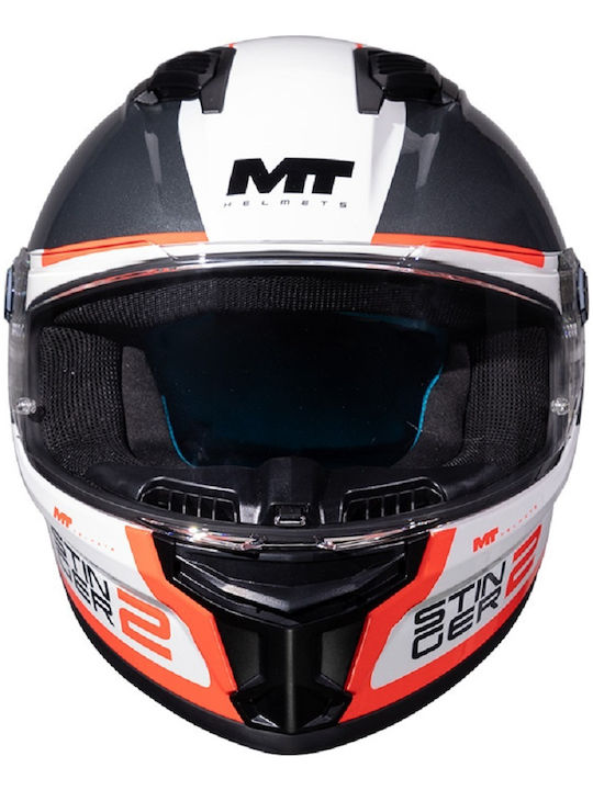 MT Stinger 2 Core A5 Core A5 Black/White/Red Gloss Κράνος Μηχανής Full Face ECE 22.06 1450gr
