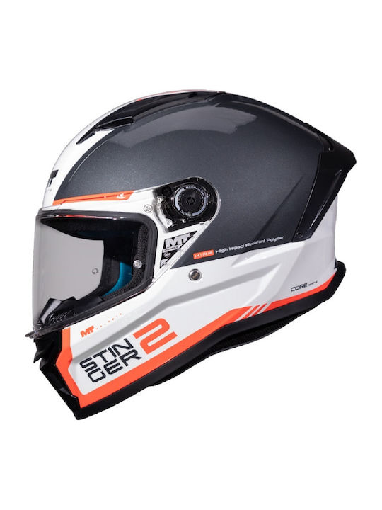 MT Stinger 2 Core A5 Core A5 Black/White/Red Gloss Κράνος Μηχανής Full Face ECE 22.06 1450gr