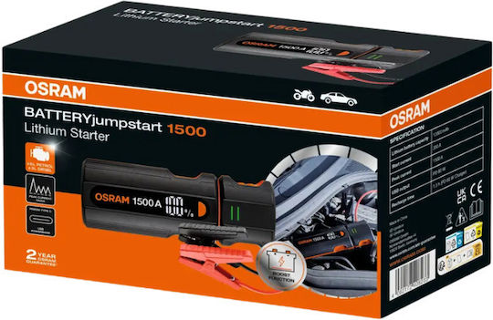 Osram Jumpstart 1500 Φορητός Εκκινητής Μπαταρίας Αυτοκινήτου με Power Bank / USB / Φακό 12V