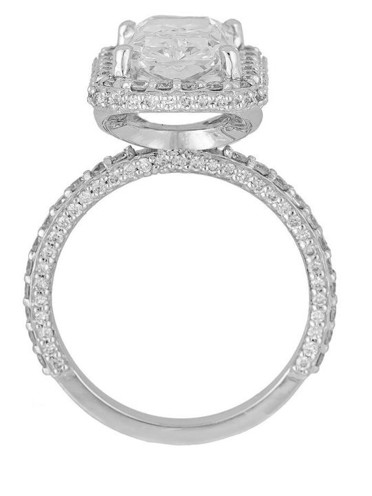 Single Stone Ring From 18K White Gold With Diamond