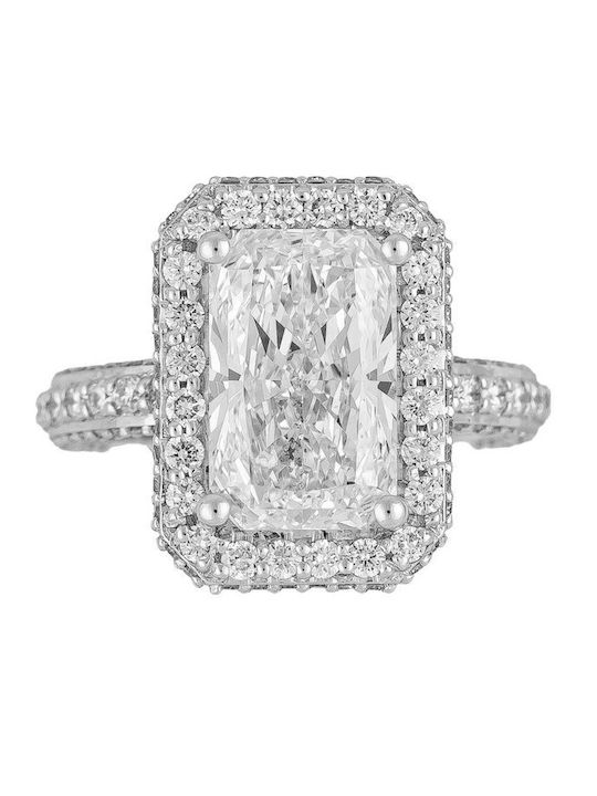 Single Stone Ring From 18K White Gold With Diamond