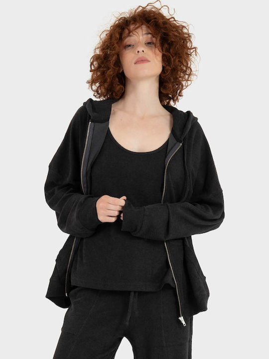 Sweatshirt & Hoodie für Damen mit Kapuze Washed Schwarz