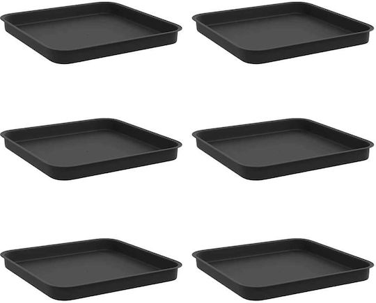 vidaXL Plastic Black Pot Plate 21x21cm Set of 6 42020363