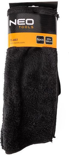 Neo Tools Car Microfiber Cloths for Polishing Drying and Cleaning of Car Body 220gsm Black 45x38cm 6 Pieces