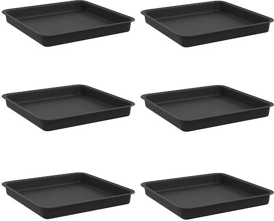 vidaXL Пластмасова Чиния За Пот Черна 18x18см 6 Бр 42020362