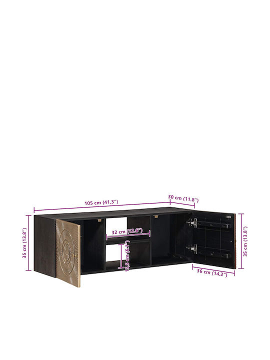 TV-Ständer aus Metall & Holz Messing M105xT30xH35cm