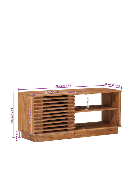TV-Ständer aus Metall & Holz Natur M90xT30xH40cm
