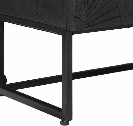 TV Stand Metal & Wood Black L105xW30xH54cm