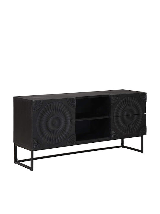 vidaXL TV-Ständer aus Metall & Holz Schwarz M105xP30xH54cm